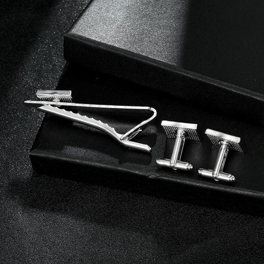 Creative Blue Pattern Cufflinks Men And Women Business French Shirt Cufflinks Tie Clip Accessories Gift Box