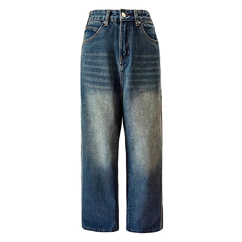 Vintage Stripe Wide Straight Jeans For Women