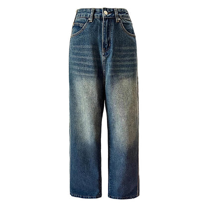 Vintage Stripe Wide Straight Jeans For Women