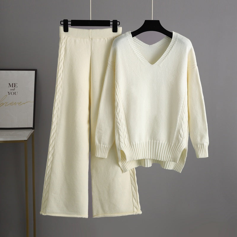 Knitted Wide-leg Pants Sweater Suit