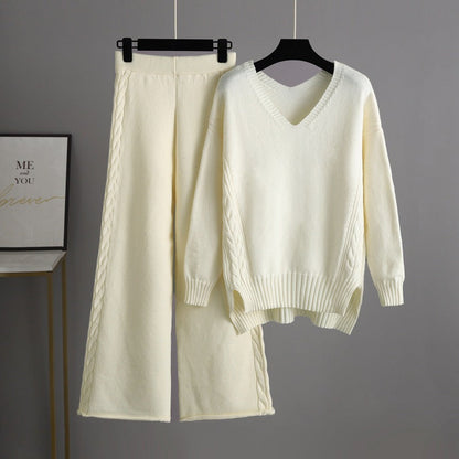 Knitted Wide-leg Pants Sweater Suit