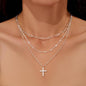Layered Clip Necklace Electroplated Circle