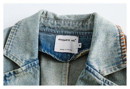 Washed Gradient Denim Jacket Men's And Women's Coats