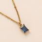 Titanium Steel Necklace Rectangular 12month Birthday Stone Pendant Colorful Zircon Clavicle Chain
