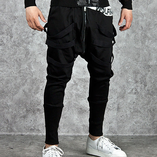 Low Crotch Cross Pants Casual Sports Trousers Men