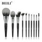 Baili 10pcs Rose Gold Tube Synthetic Hair Vegan Luxury Makeup Brush Set Contour Blush Brush Set