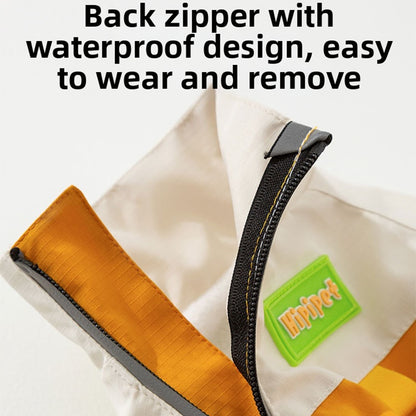 Reflective Color Block Dog Jumpsuit, Waterproof Four-legged Pet Outdoor Coat, Adjustable Design Small Dog Fleece Down Jacket