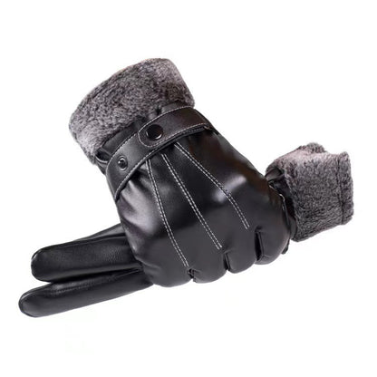 Winter Men's Fleece-lined Thick Windproof Gloves