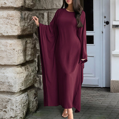 Temperament Pure Color Long Sleeve Dress Women