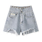 High Waisted Wide Leg Denim Shorts For Women
