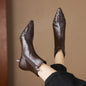 Fashionable Knit Ankle Mid-heel And Plush-lined Boots
