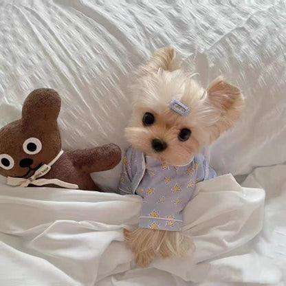 Korean Spring Blue Star-patterned Pajamas Suit