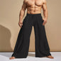 Mens Linen Springsummer Patchwork Elastic-waist Comfort Pants