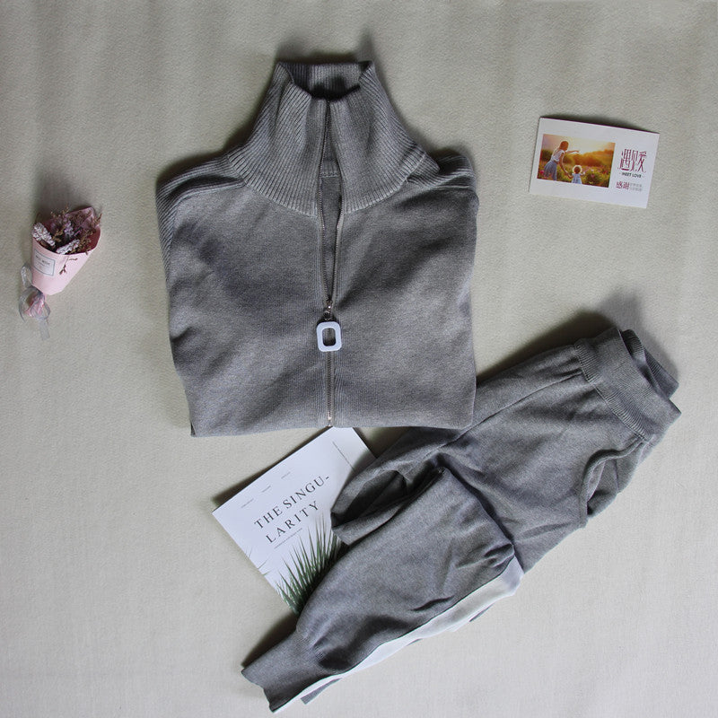 Long Sleeve Cardigan Coat Sweater Pants Set