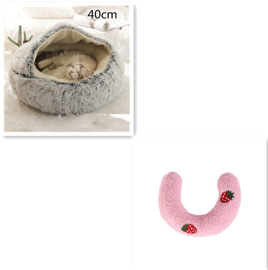 .Pet Bedding 2 In 1 Dog And Cat Bed Pet Winter Bed Round Plush Warm Bed House Soft Long Plush Pets Bed Pet Products
