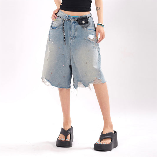 Ripped Denim Shorts For Men And Women