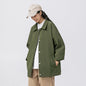 Couple Plus Size Polo Collar Jacket Loose And Simple