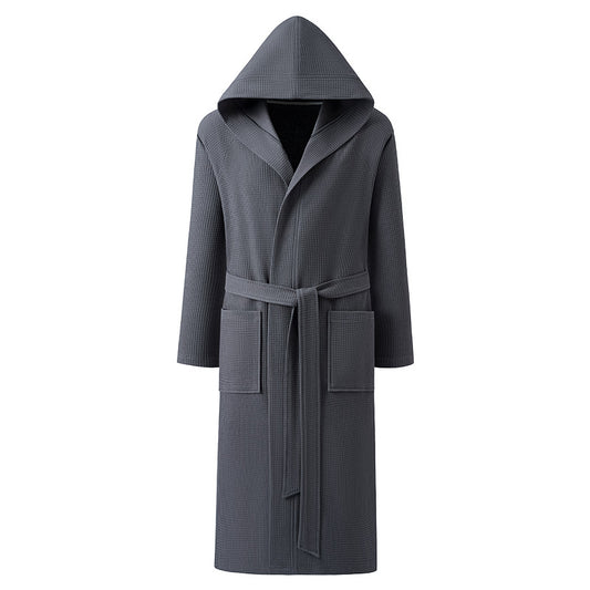 Mens Pure Cotton Hooded Bathrobe