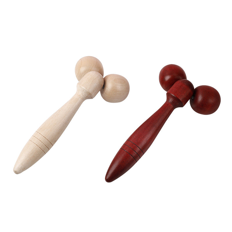 Manual Wooden Massage Equipment Facial Roller Spine Massage Double-roller Device