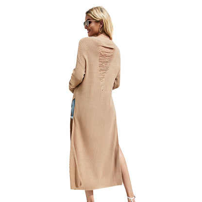 Women's Fashion Personality Torn Long Knitted Dresses