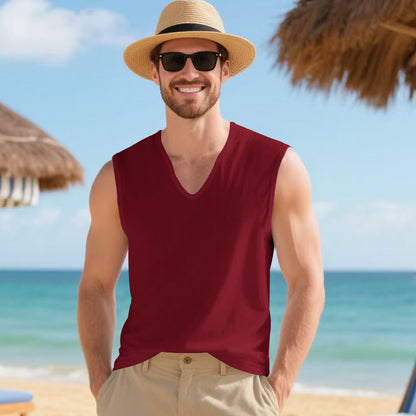 Men's V-neck Design Quick-dry Breathable Vest For Vacation Training