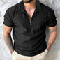 Solid Color Short Sleeve Men's Zipper Polo Shirt