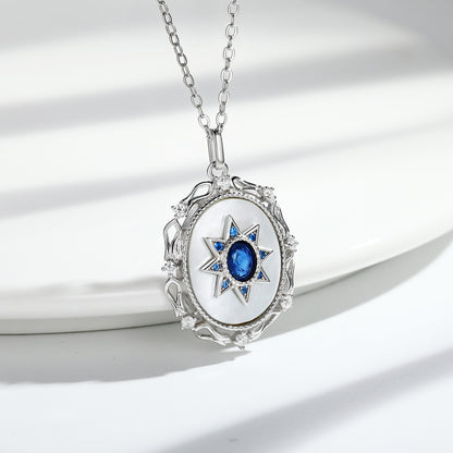 925 silver natural sapphire necklace women
