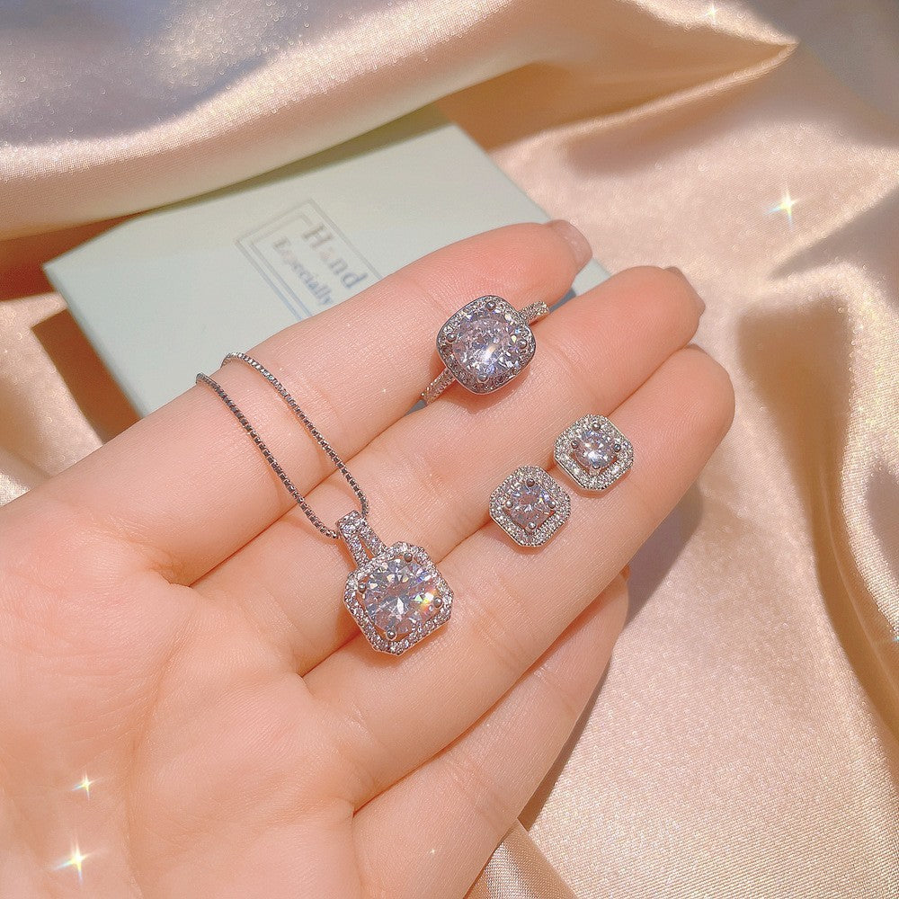 Pendant Necklace Set With Ring For Women
