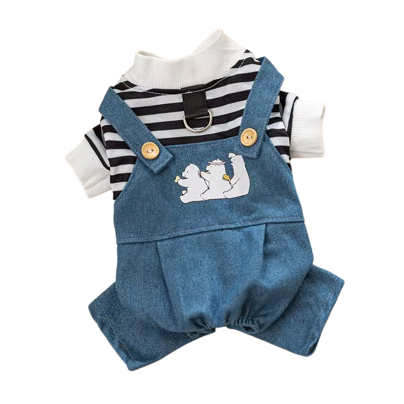 Striped Dog Jumpsuit Pet Clothing Puppy And Kitten Sweatshirt Chihuahua Costume French Bulldog Romper Luxury Dog Clothes New