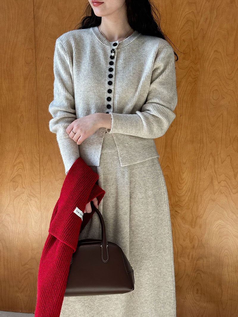 Sweater Cardigan High Waist Skirt For Women