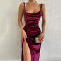 New Sexy Slim Slit Velvet Suspenders Party Dress Dress For Women