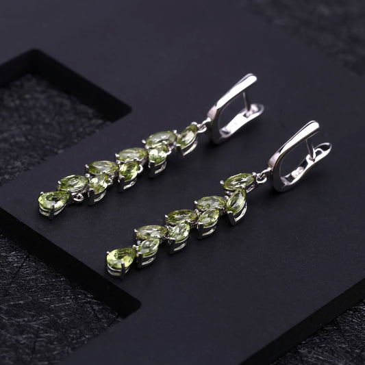 Affordable Luxury Fashion Olivine Earrings Design S925 Silver Inlaid Natural Gem