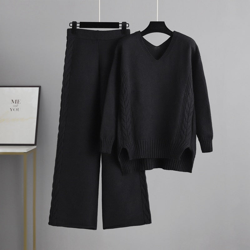 Knitted Wide-leg Pants Sweater Suit