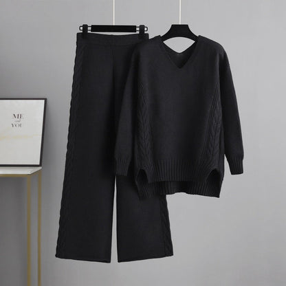 Knitted Wide-leg Pants Sweater Suit