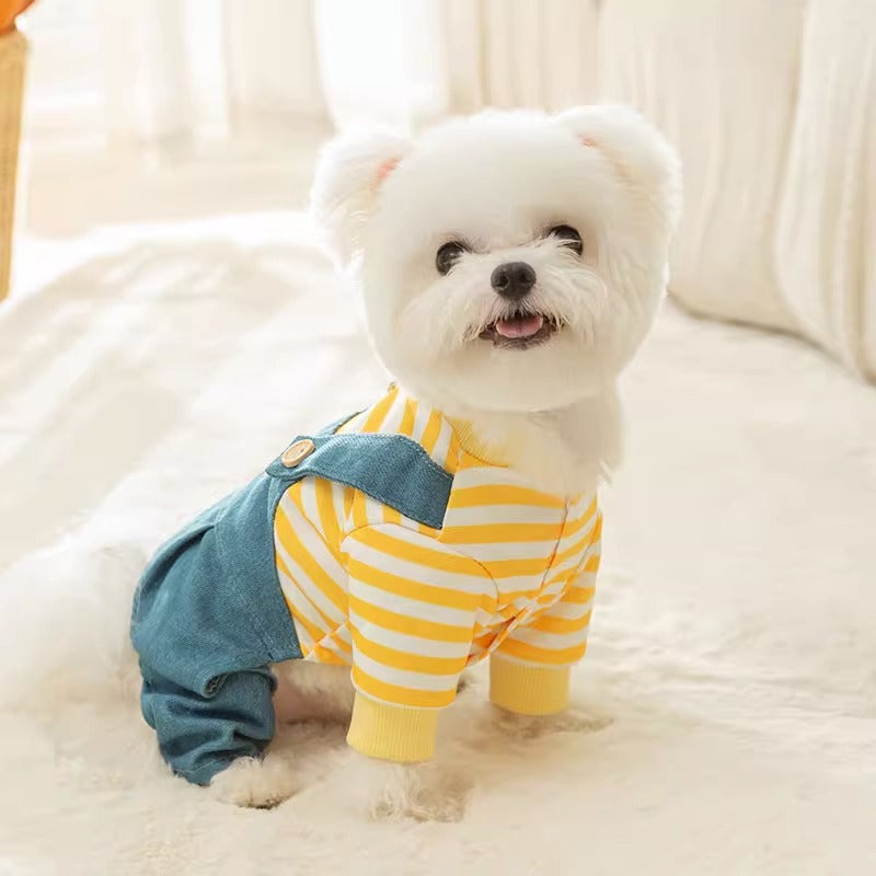 Striped Dog Jumpsuit Pet Clothing Puppy And Kitten Sweatshirt Chihuahua Costume French Bulldog Romper Luxury Dog Clothes New