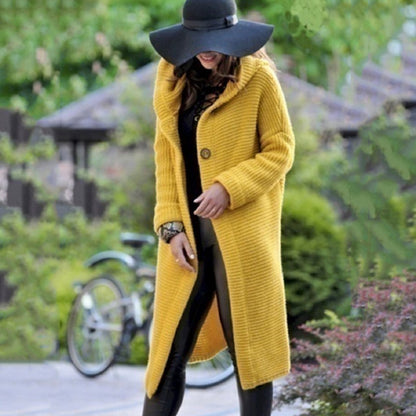 Medium Length Sweater Hooded Cardigan Women's Sweater