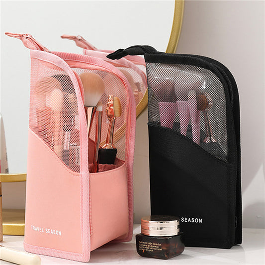 Makeup Brush Case Makeup Brush Holder Travel Waterproof Cosmetic Bag Stand-up Foldable Makeup Cup With Zipper