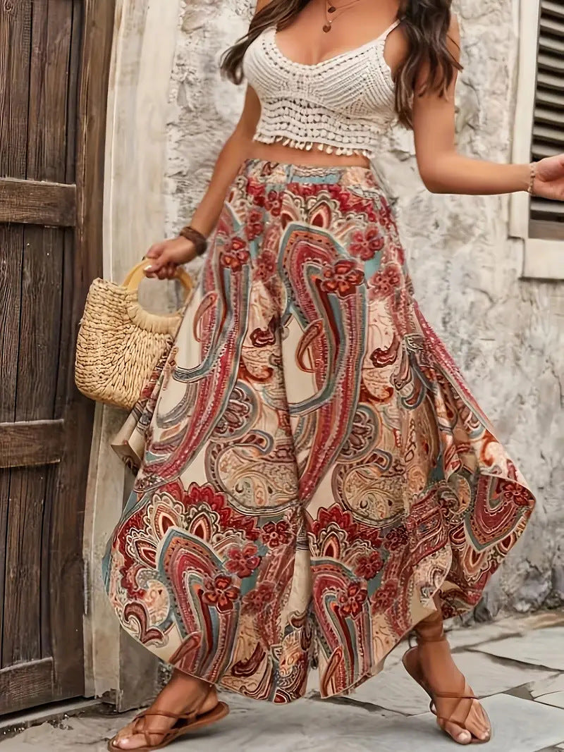 Plus Size Irregular Wide Leg Pants Casual Bohemian
