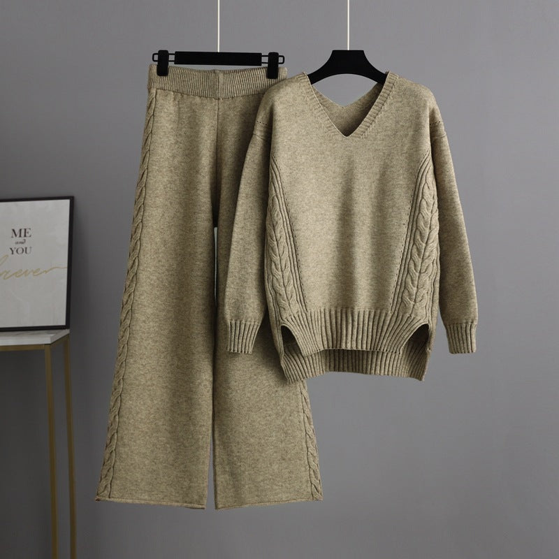 Knitted Wide-leg Pants Sweater Suit