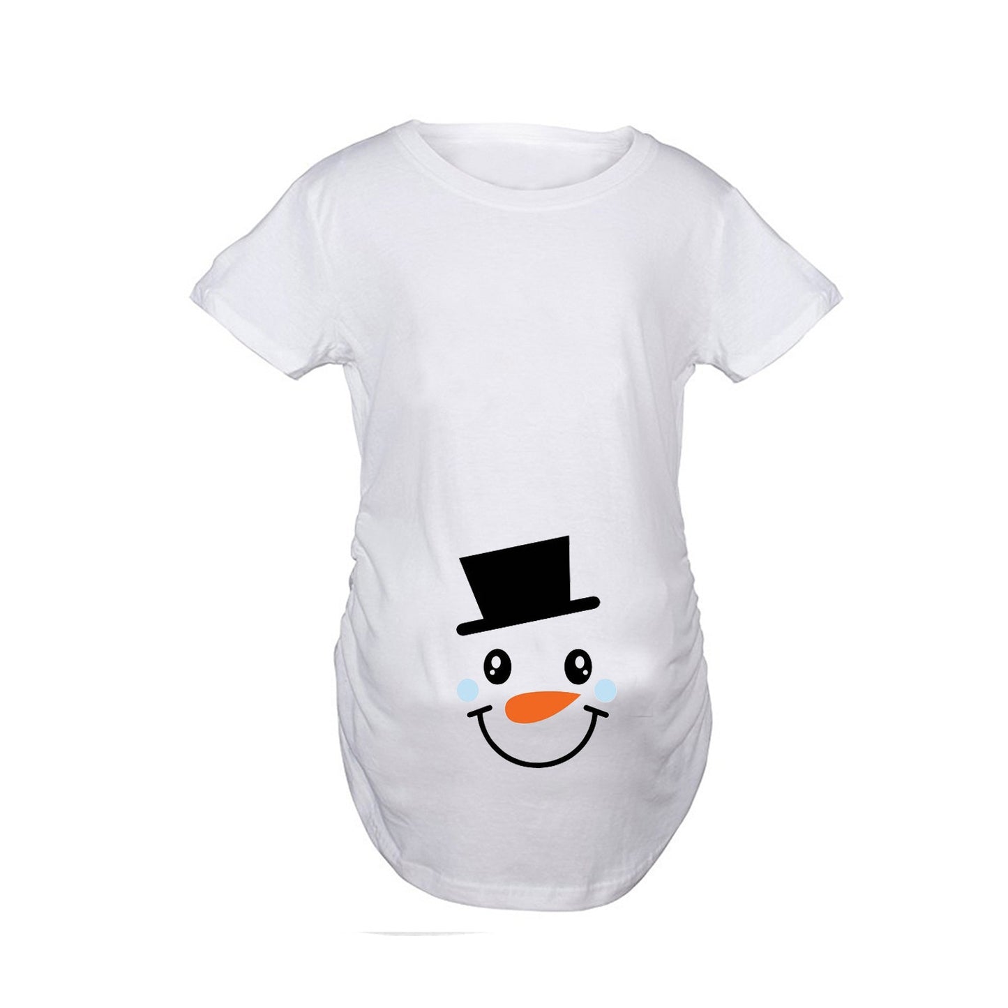 Christmas Cartoon Snowman Print Maternity Dress Summer Plus Size Maternity Short-sleeved T-shirt