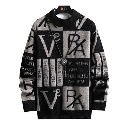 Fashion Color Contrast Stripe Warm Knitwear For Men