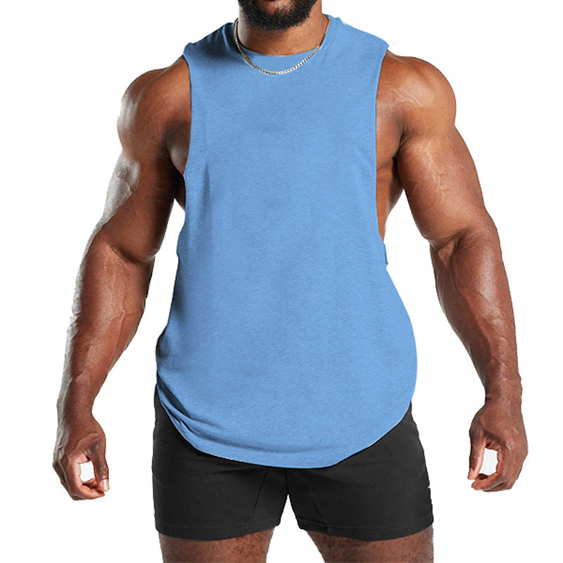New Fitness Wide Shoulder Vest Men's Solid Color Sports Casual