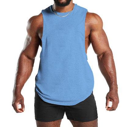 New Fitness Wide Shoulder Vest Men's Solid Color Sports Casual