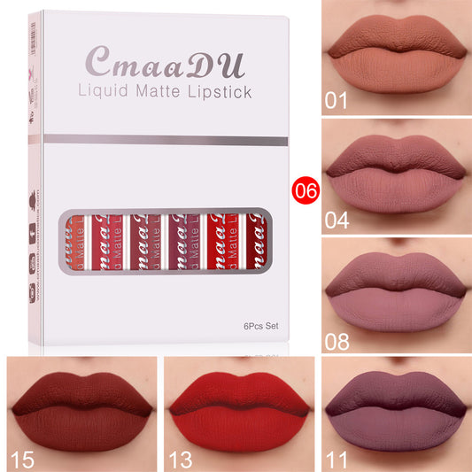 6 Pieces Of Matte Non-stick Cup Waterproof Lipstick Long Lasting Lip Gloss