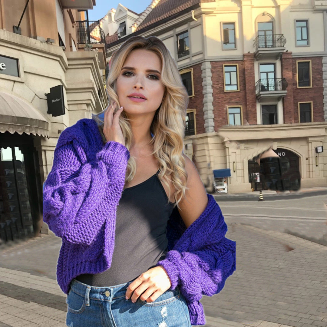 Hooded Short Cardigan Sweater Coat