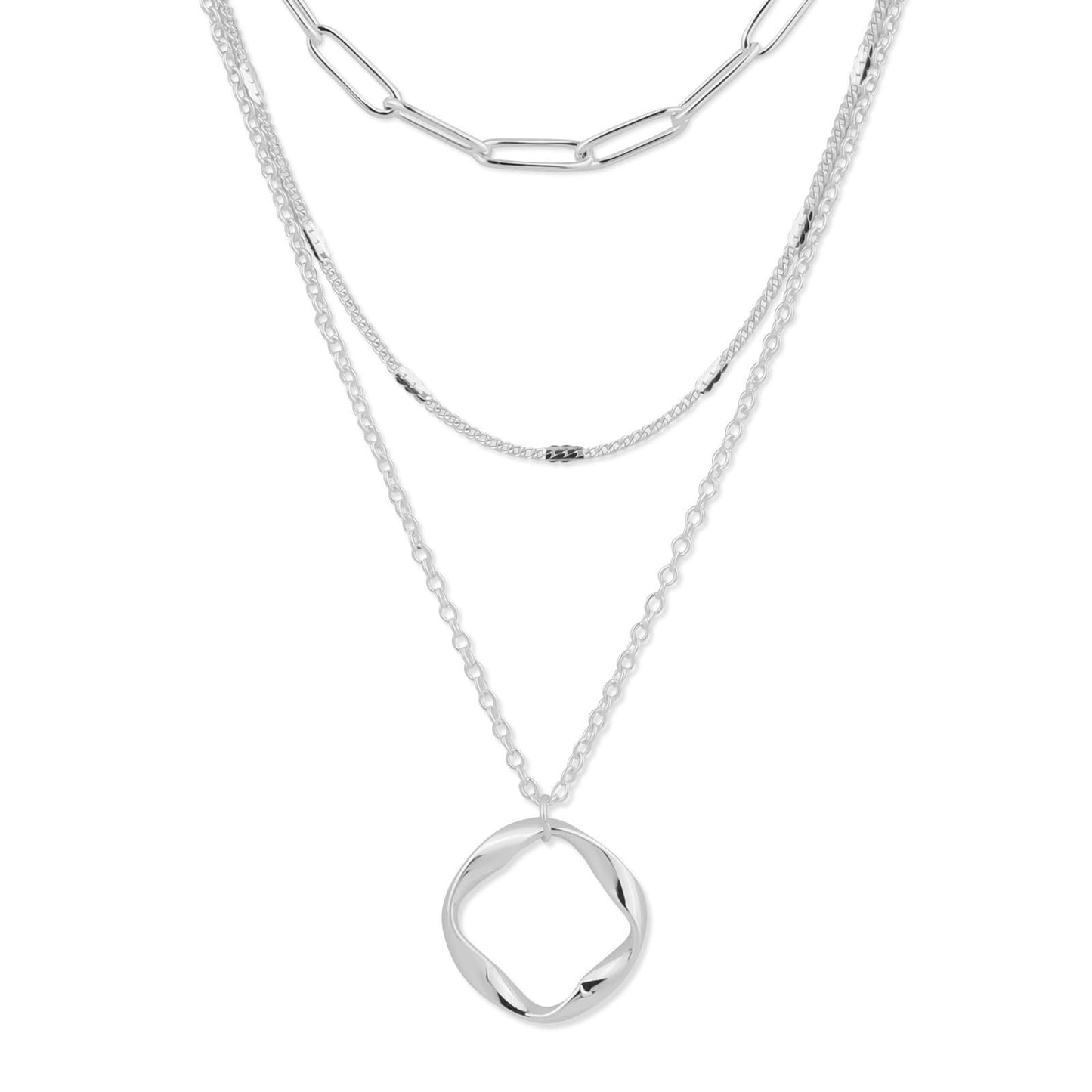 Layered Clip Necklace Electroplated Circle