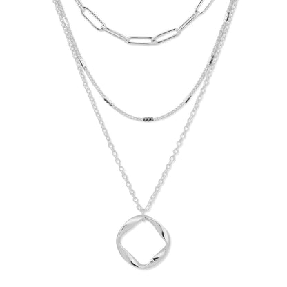 Layered Clip Necklace Electroplated Circle