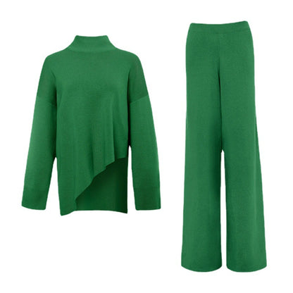 Irregular High Waist Wide Leg Sweater Pants