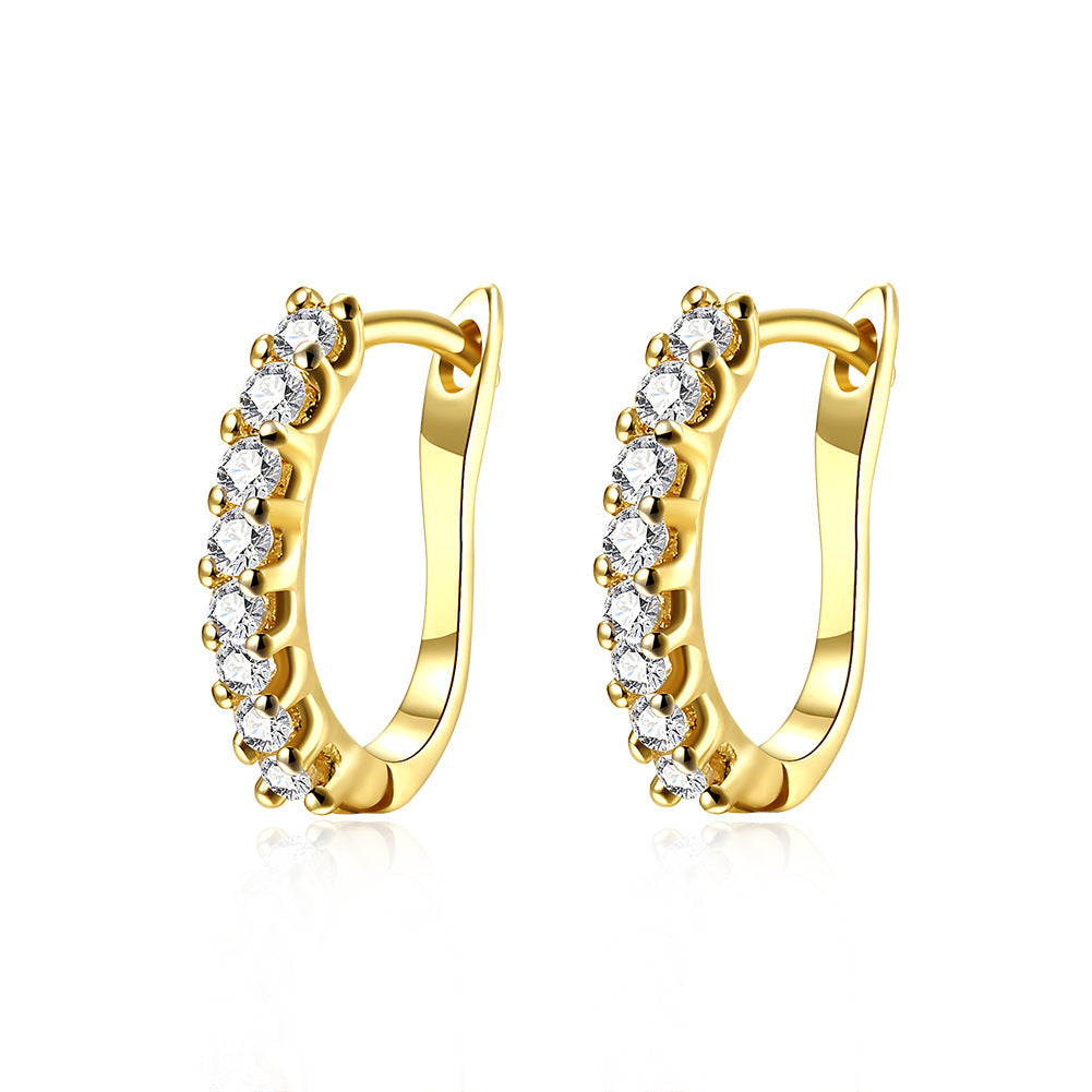 Women's Fashion K Gold Diamond Earrings