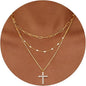 Layered Clip Necklace Electroplated Circle
